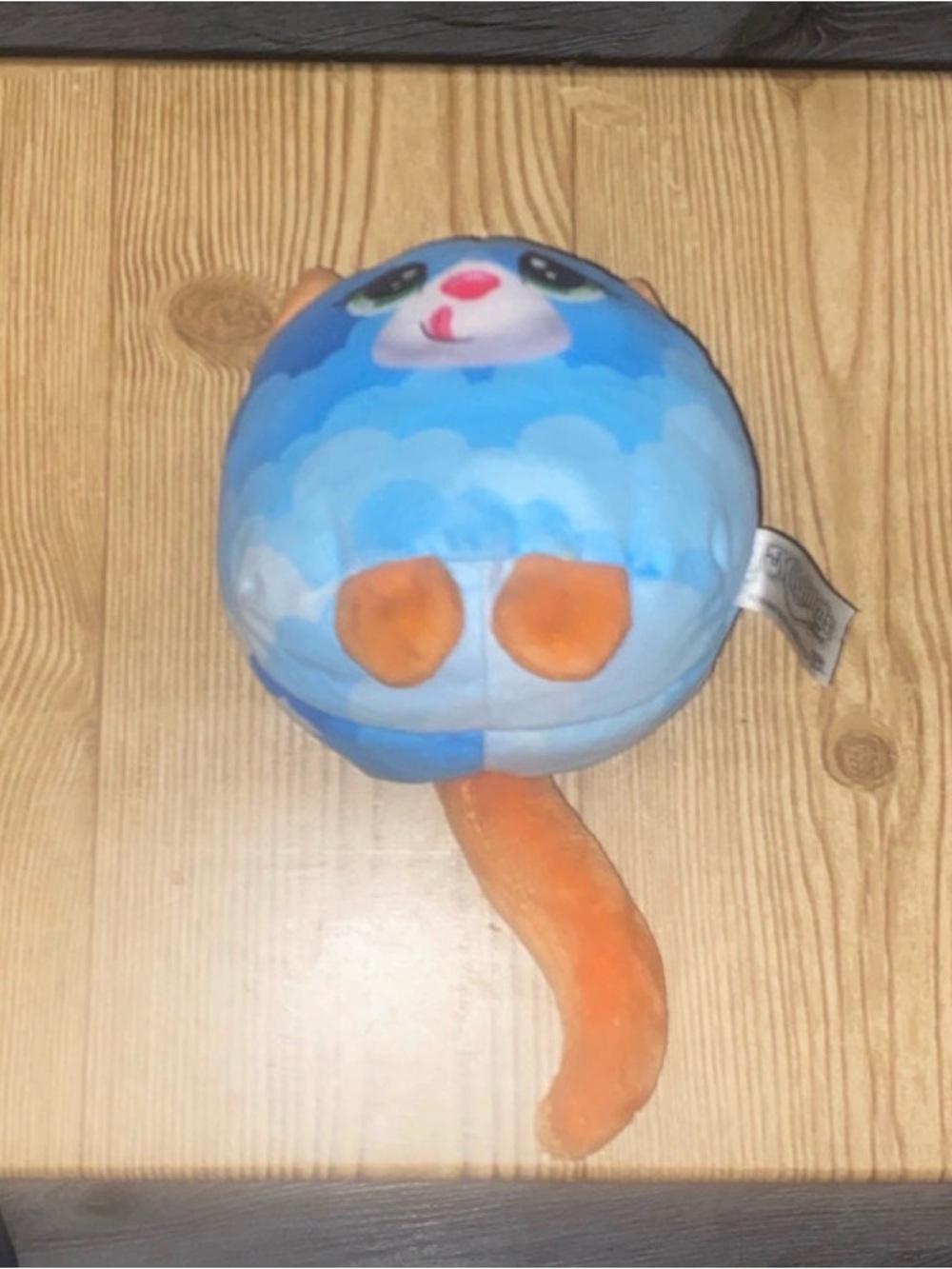 Blue and Orange Plush Cat Toy - Soft Squeaky Ball